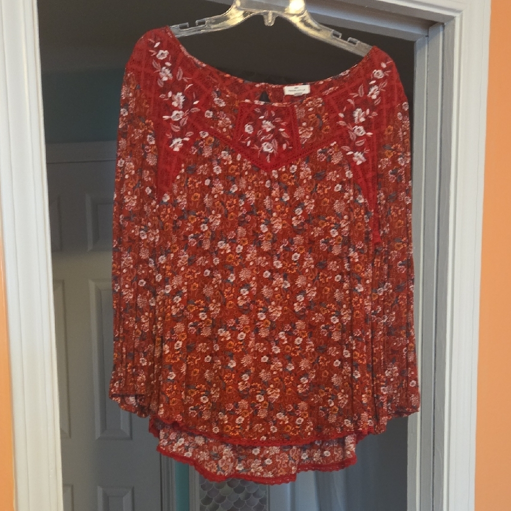 Elegant Floral Red Blouse
